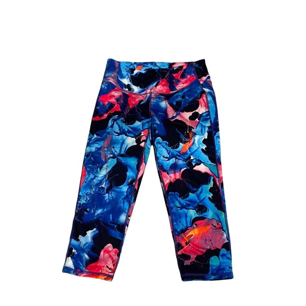 Athleta multicolor Capri leggings blue and pink size small
